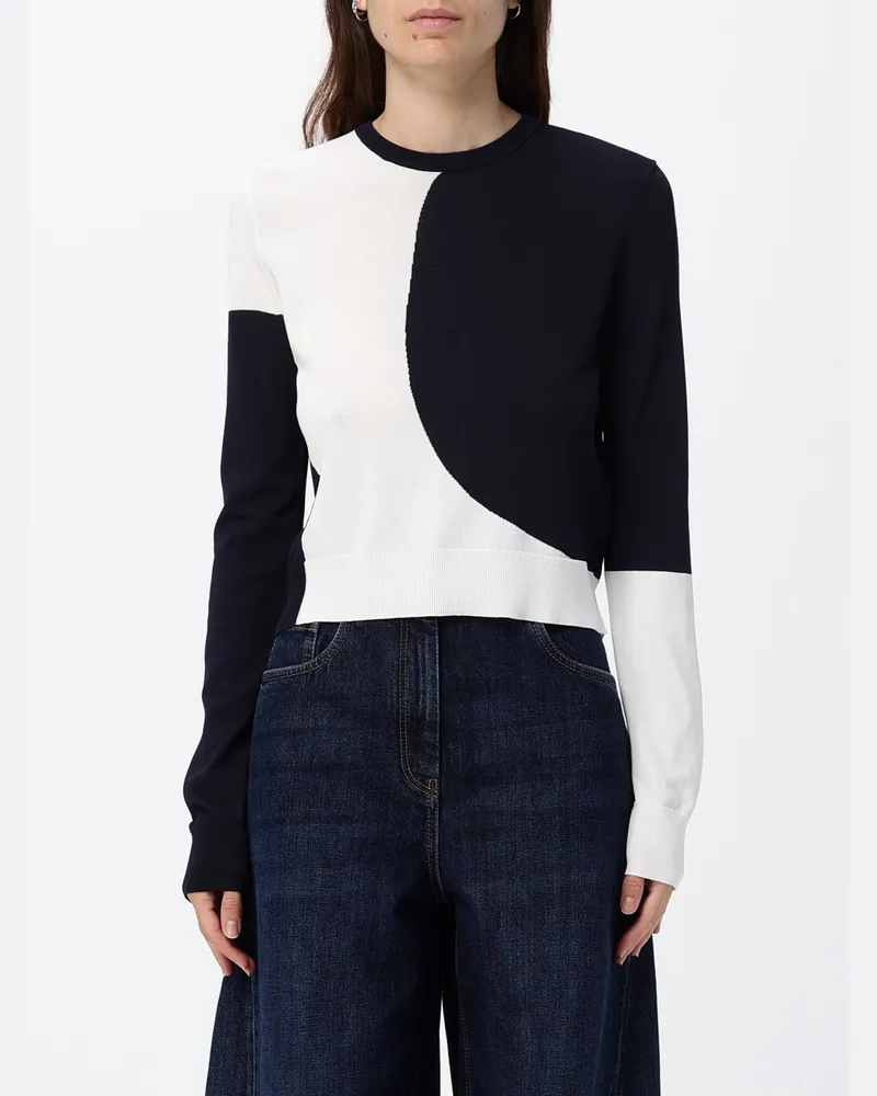 Max Mara Slim Fit Pullover aus Wolle und Kaschmir mit abstraktem Muster Navy