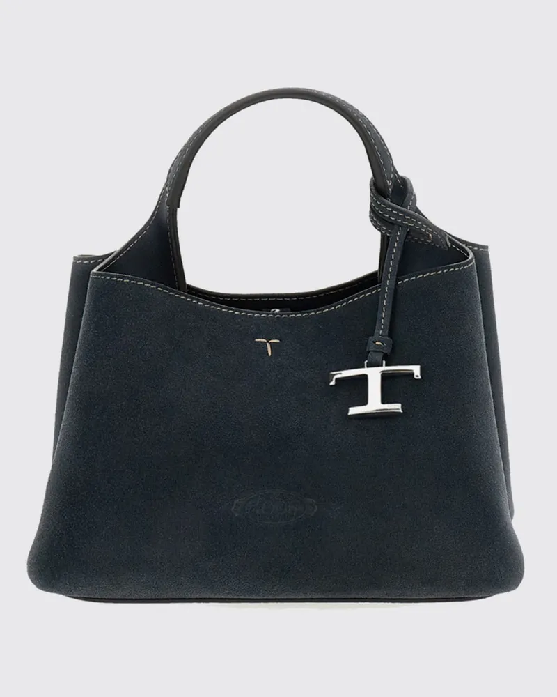 TOD'S Kleine Handtasche aus Kalbsleder mit abnehmbarem Schultergurt Blau