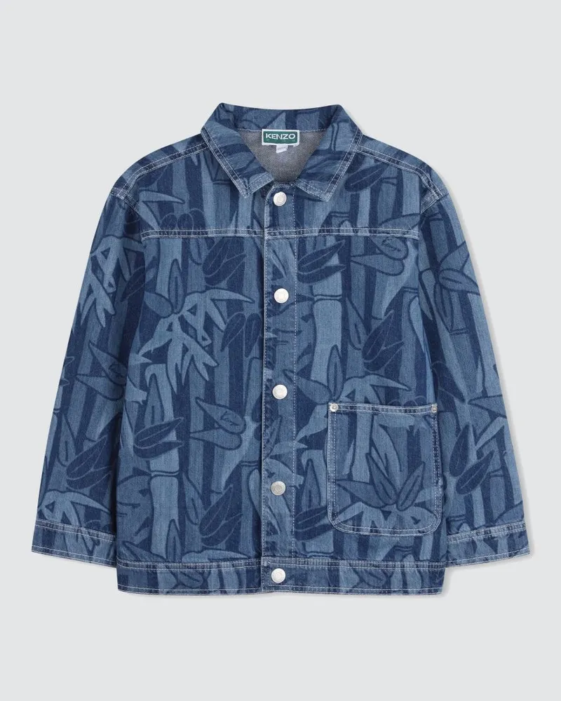 Kenzo Bedruckte Jeansjacke Blau