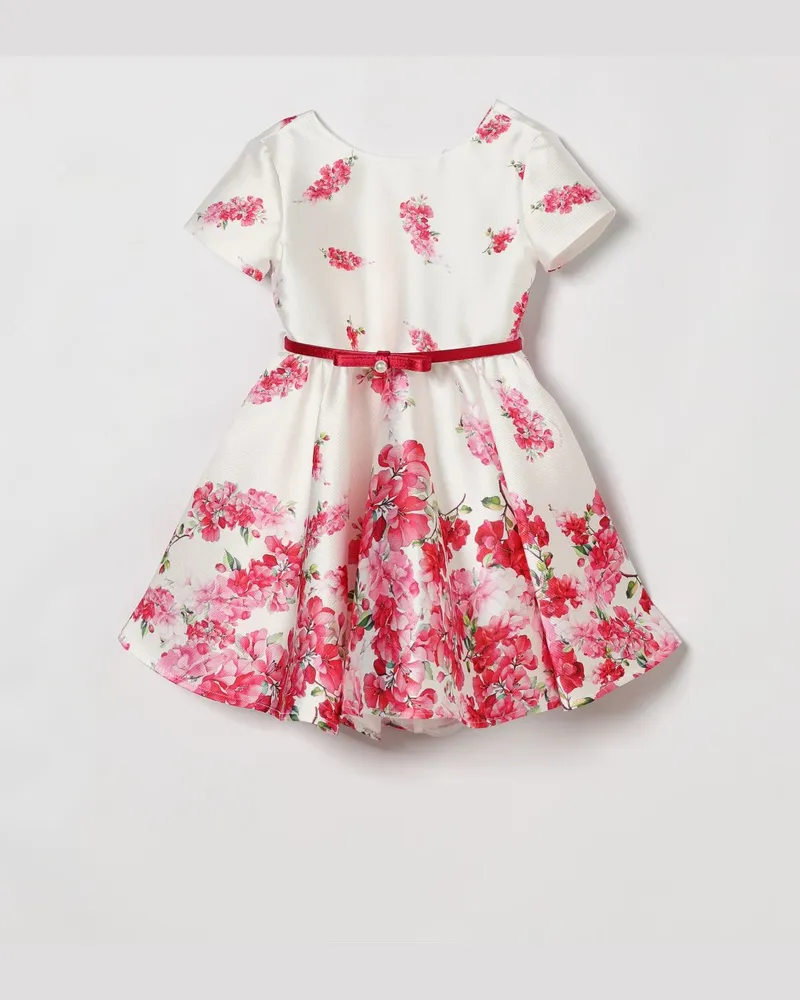 Monnalisa Satin-Kleid mit Blumenprint Yellow