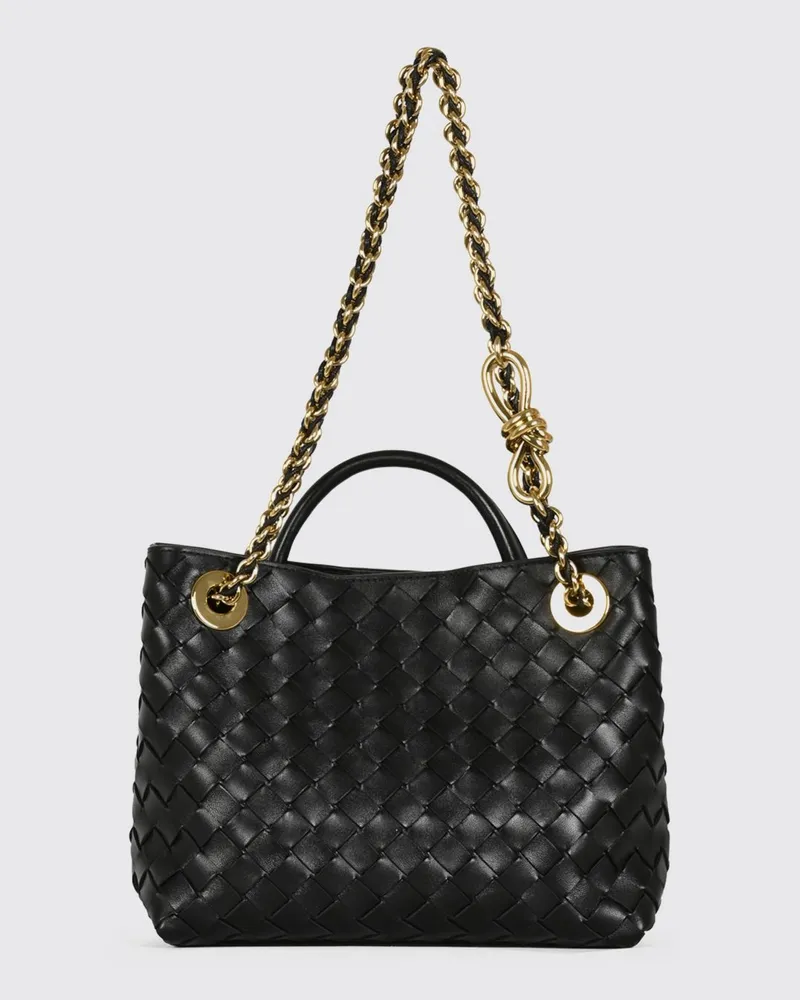 Bottega Veneta Andiamo Handtasche aus geflochtenem Lammleder Schwarz