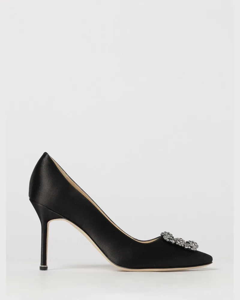 Manolo Blahnik Hangisi Satin-Pumps mit Schmuckschnalle und hohem Absatz Schwarz