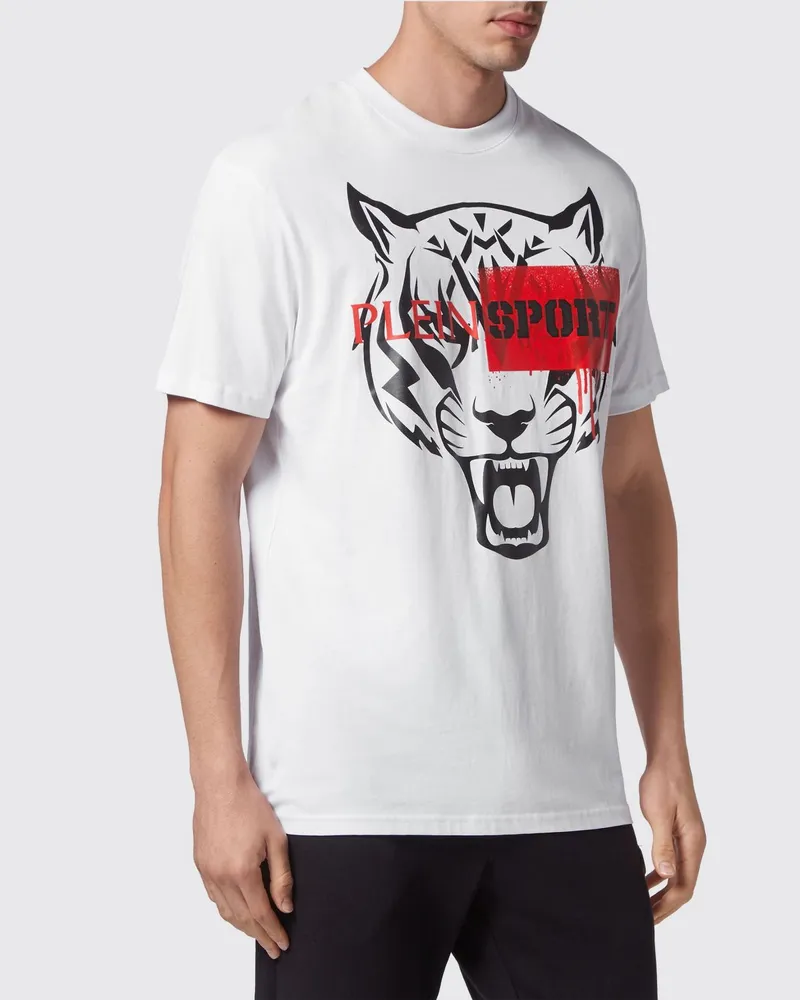 Philipp Plein Jersey-T-Shirt mit Grafikprint und kontrastierendem Logo Weiß