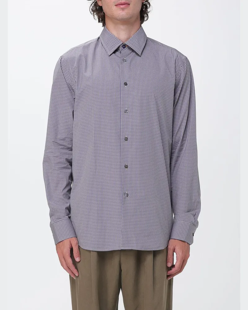 Paul Smith Langarmhemd aus Baumwolle mit Vichy-Muster und französischem Kragen Beige