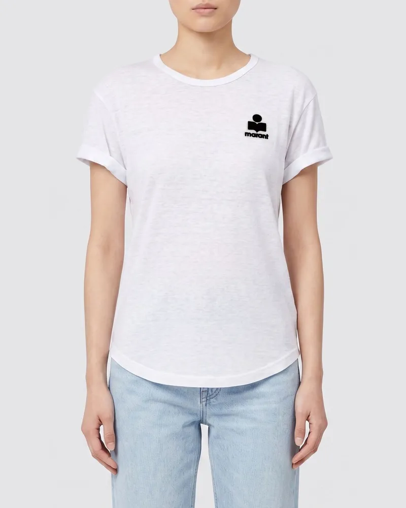 Étoile Isabel Marant Leinen T-Shirts mit Logo Weiß