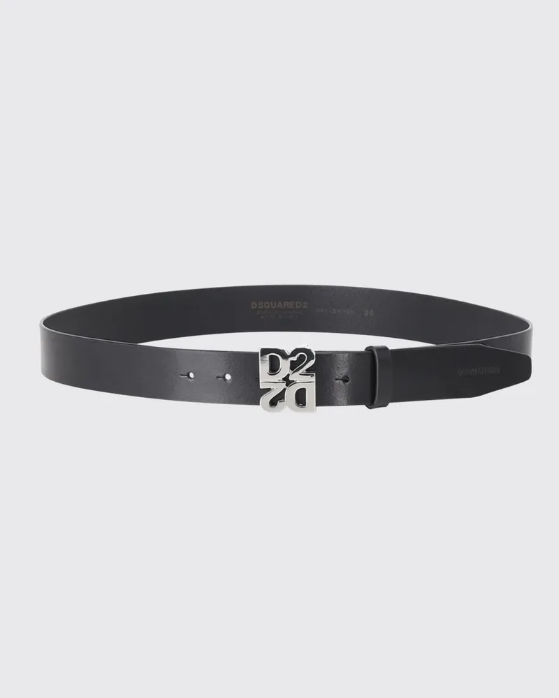 Dsquared2 Gürtel aus glattem Rindsleder mit Metall-Monogramm-Schnalle Schwarz