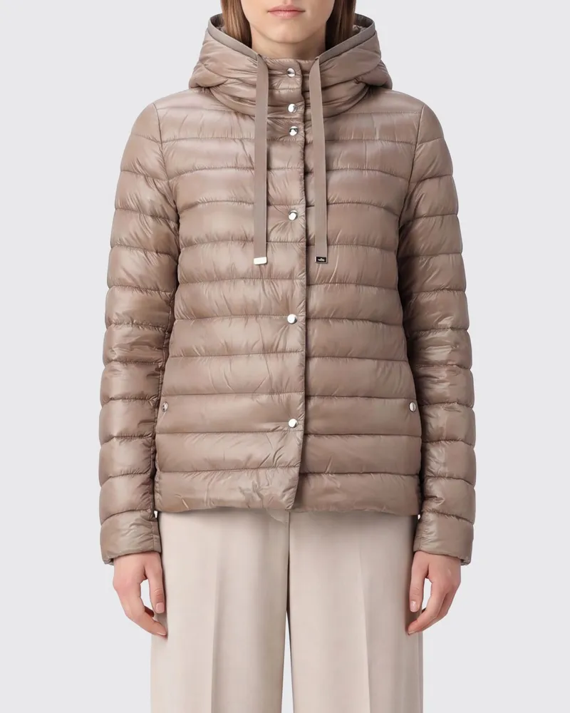 Herno Kurze, wendbare, gesteppte Daunenjacke aus ultraleichtem Nylon Beige