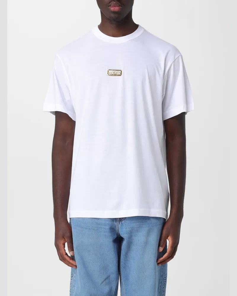 Versace Jeans Oversize-T-Shirt aus Baumwolle mit Logo Weiß