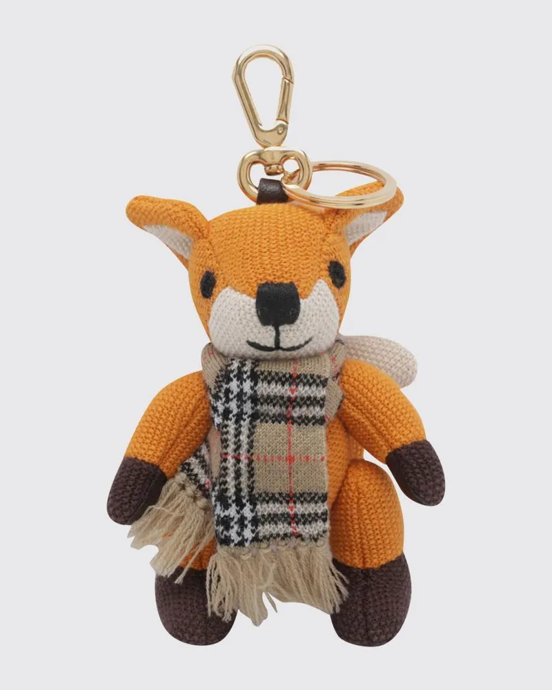 Burberry Schlüsselanhänger in Tierform aus Baumwolle mit Vintage-Check-Muster Orange