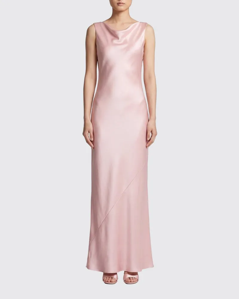 Norma Kamali Satin-Slipkleid Pink