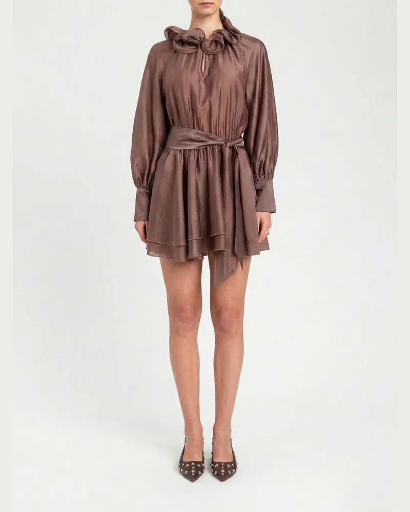 Twin-Set Mini-Kleid aus Baumwollvoile Braun
