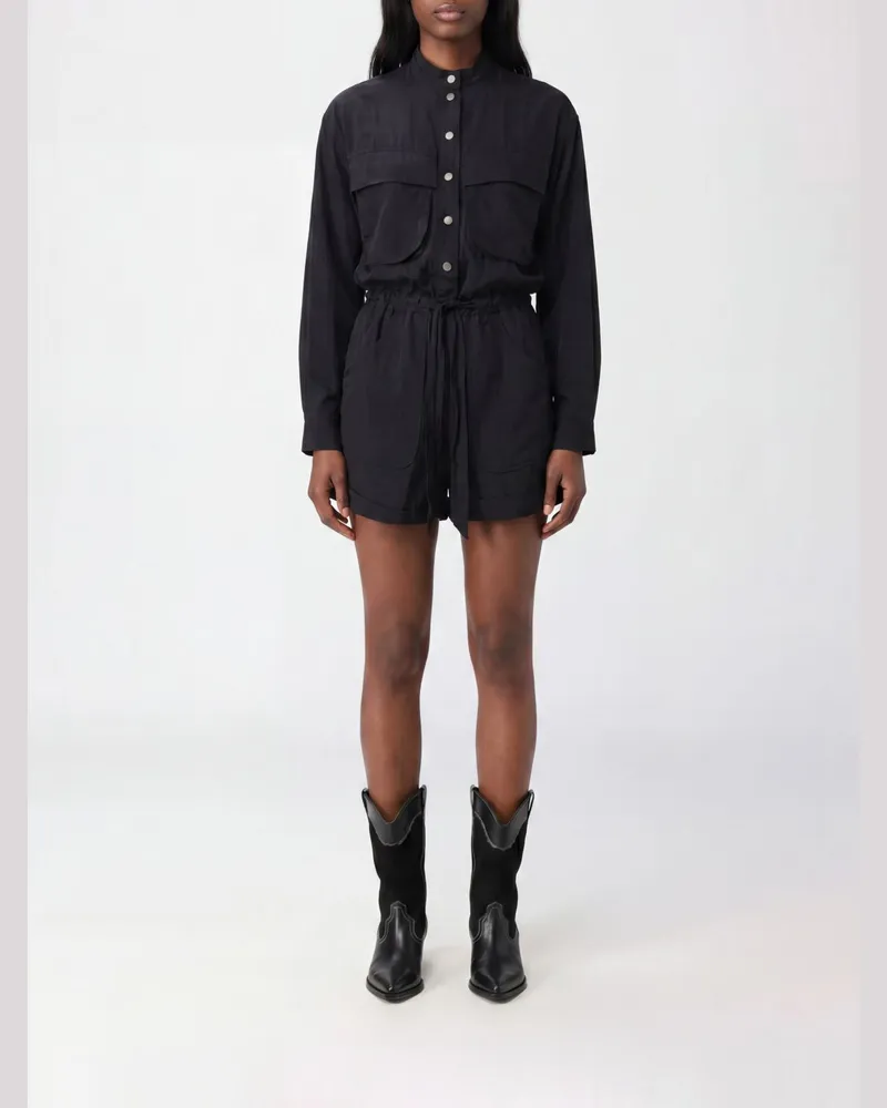 Étoile Isabel Marant Kurzer Jumpsuit aus Baumwollmischung Schwarz