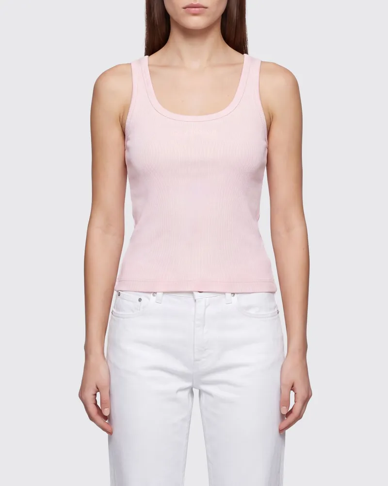 Casablanca Paris Slim-Fit-Top aus Stretch-Baumwolle mit U-Ausschnitt und Kontrast-Logo Pink