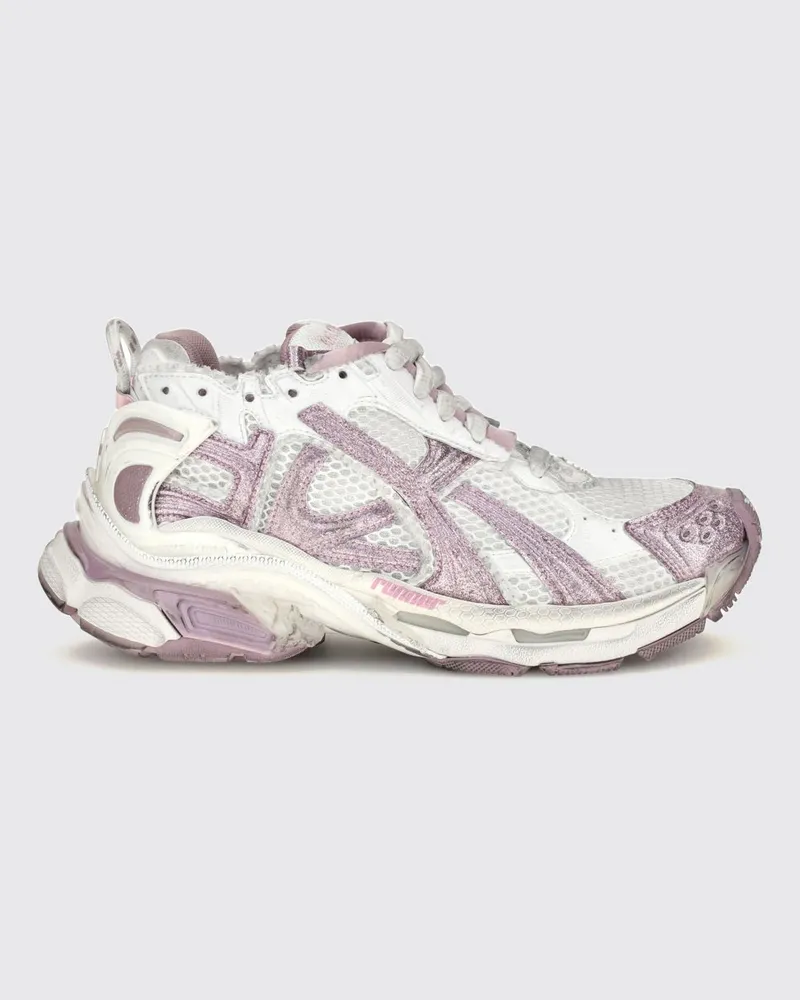 Balenciaga Runner Sneaker aus Mesh und Gummi mit Used-Effekt Weiß