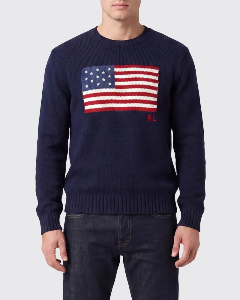 Ralph Lauren Baumwollpullover mit Grafikdruck von Blau