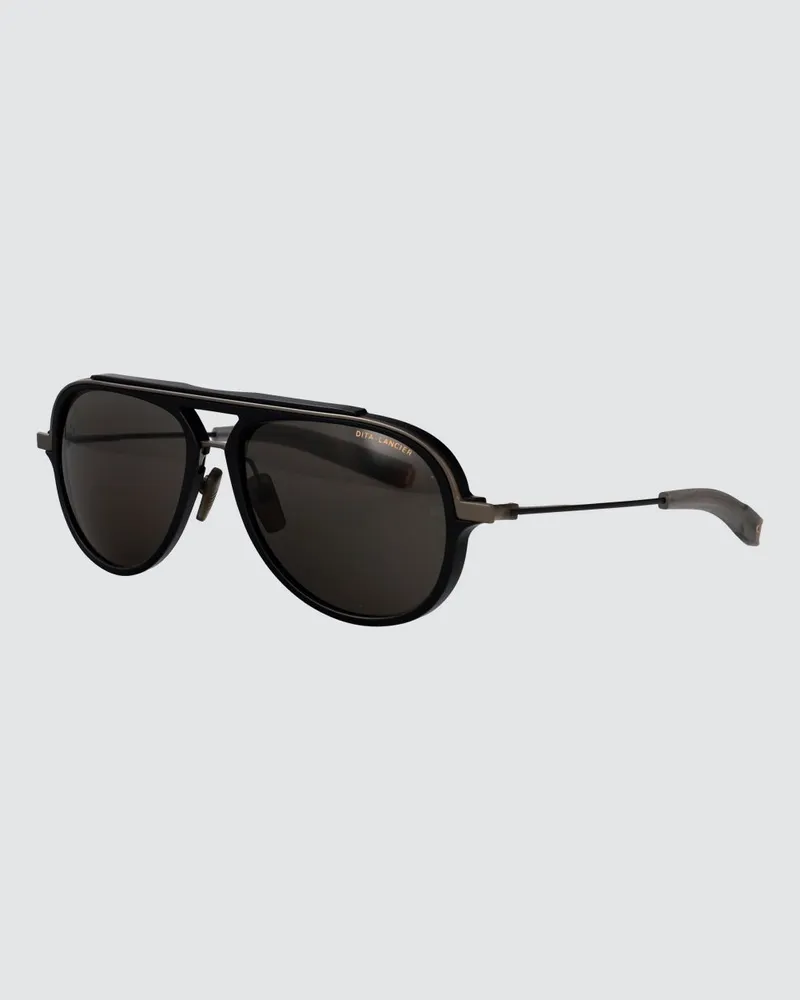 DITA Rechteckige Aviator-Sonnenbrille aus Metall im Vintage-Design Schwarz