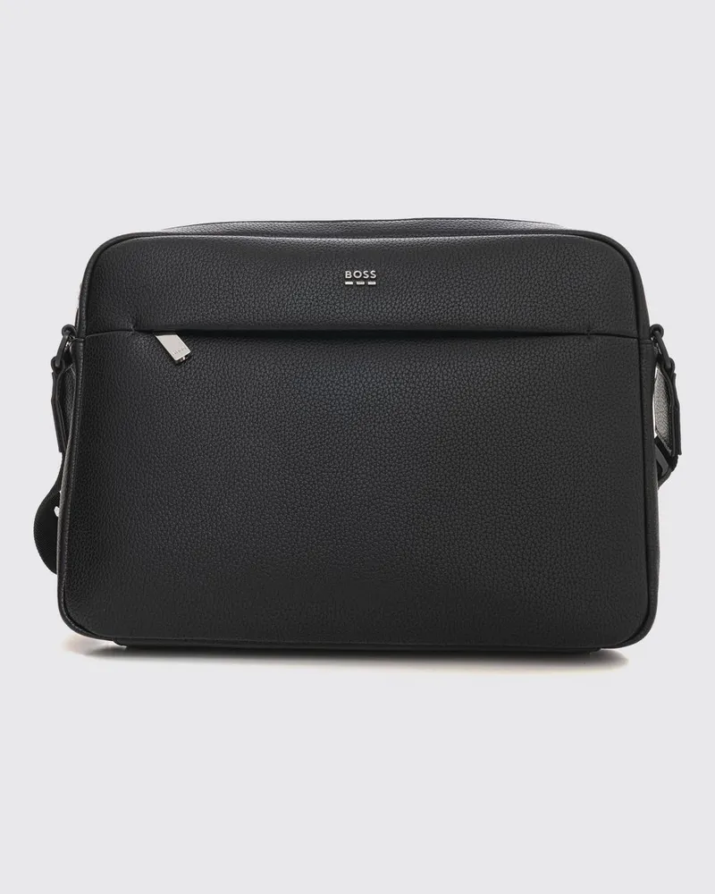 HUGO BOSS Ray Messenger-Tasche aus genarbtem Kunstleder mit verstellbarem Riemen Schwarz