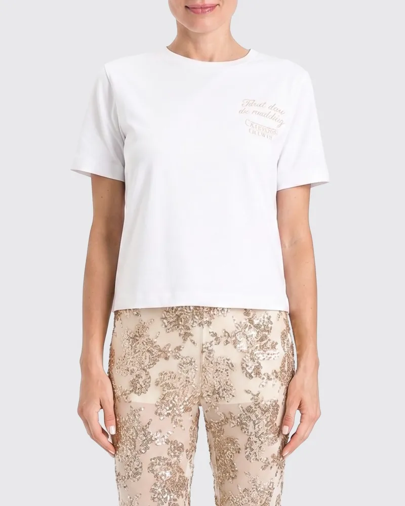Twin-Set Baumwoll-T-Shirts mit Slogan Weiß