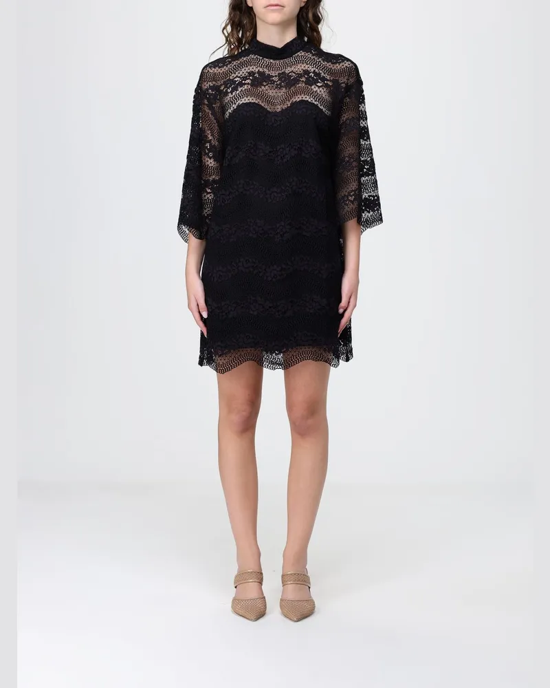 Twin-Set Mini-Spitzenkleid Schwarz