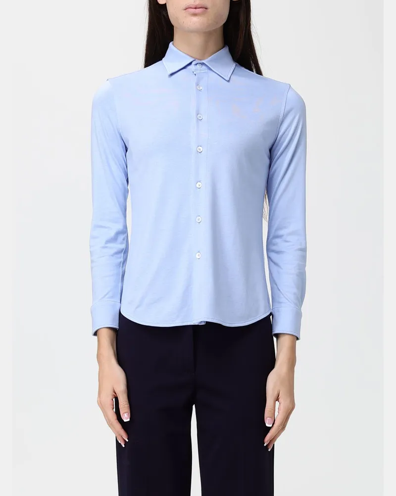 CIRCOLO 1901 Klassisches langärmeliges Slim-Fit-Baumwollhemd mit klassischem Kragen Hellblau
