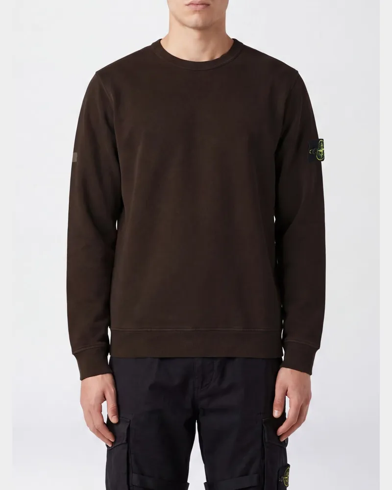 Stone Island Rundhals-Sweatshirt aus Baumwolljersey mit Compass-Logo-Patch Anthrazit