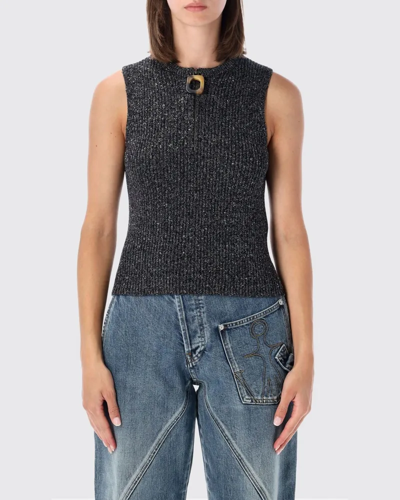 J.W.Anderson Slim Fit Stricktop aus Baumwollmischung mit Ringdetail Schwarz