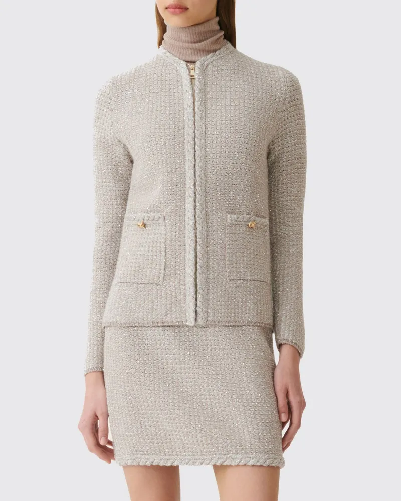 Fabiana Filippi Slim-Fit-Cardigan aus Woll-Kaschmir-Mischung mit Reißverschluss Grau