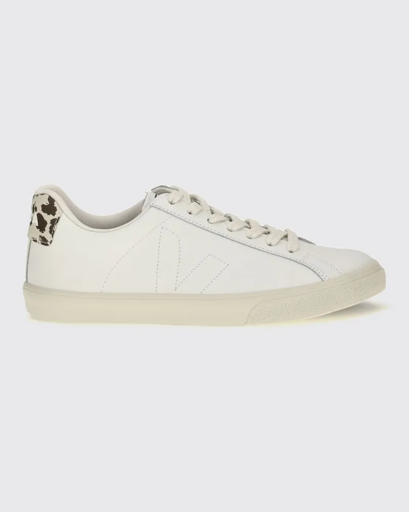 VEJA Esplar Low-Top-Sneaker aus Leder mit Animal-Print-Details Weiß