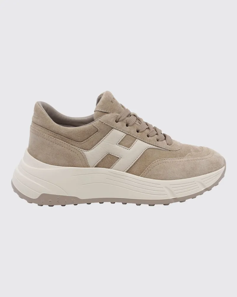 Hogan H669 Sneaker aus Kalbsleder und Veloursleder mit Chunky-Sohle Beige