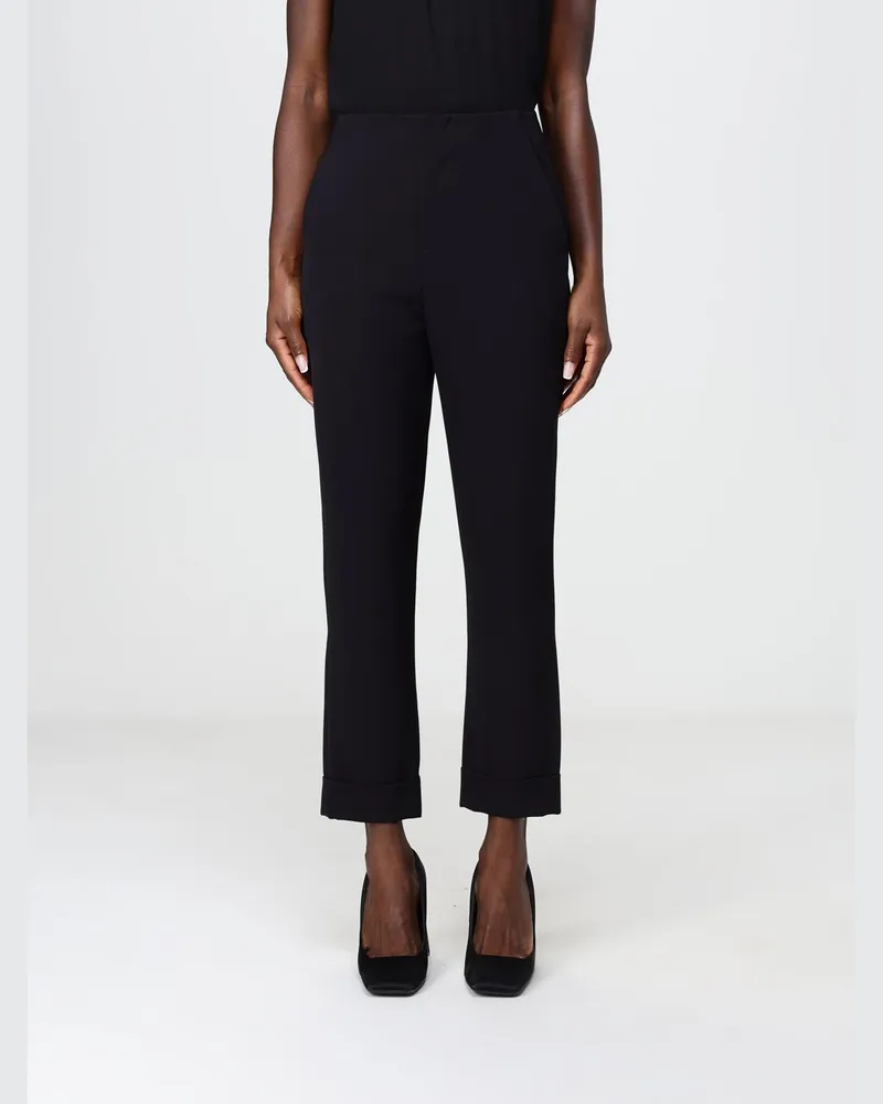 Hanita Hoch taillierte Cropped-Hose aus Crêpe mit schrägen Eingrifftaschen Schwarz