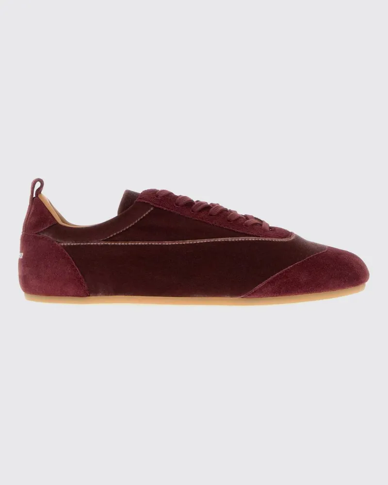 Jil Sander Etage Sneaker aus Samt und Veloursleder mit hinterer Zuglasche Burgunderrot