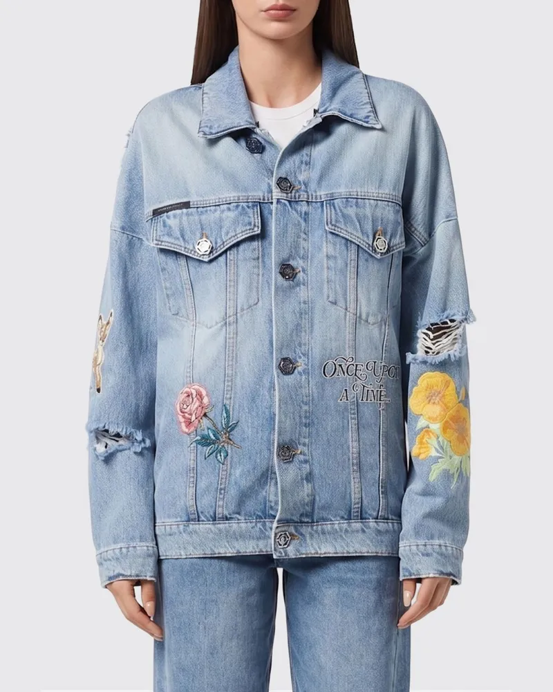 Philipp Plein Roedge Jacke aus bedrucktem Baumwolldenim Denim