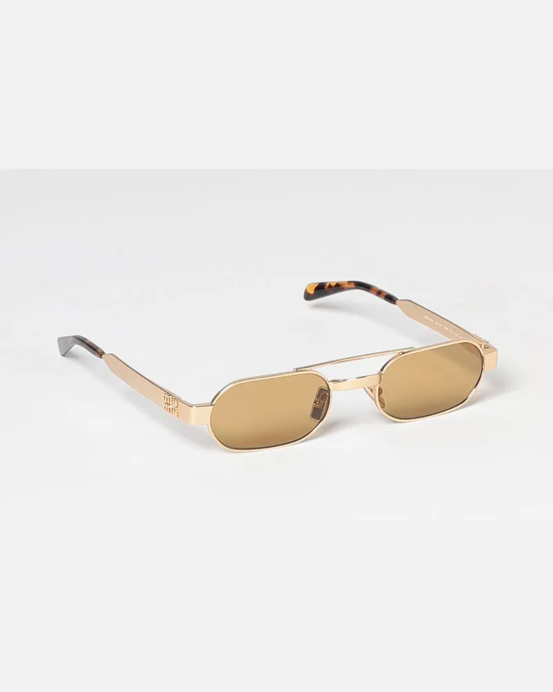 Miu Miu Aviator-Sonnenbrille aus Metall mit Doppelsteg und Schildpatt-Bügeln Gold