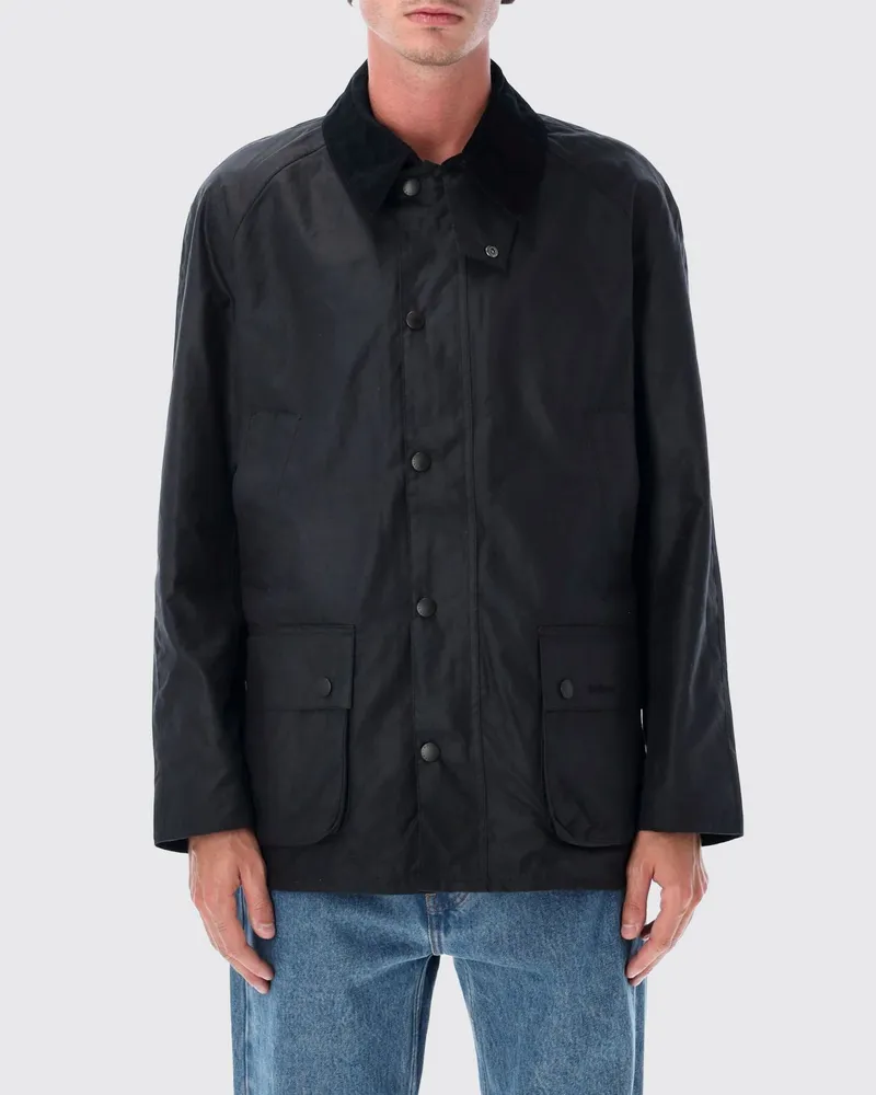 Barbour Ashby Jacke aus gewachster Baumwolle mit Cordkragen und Taschen Blau