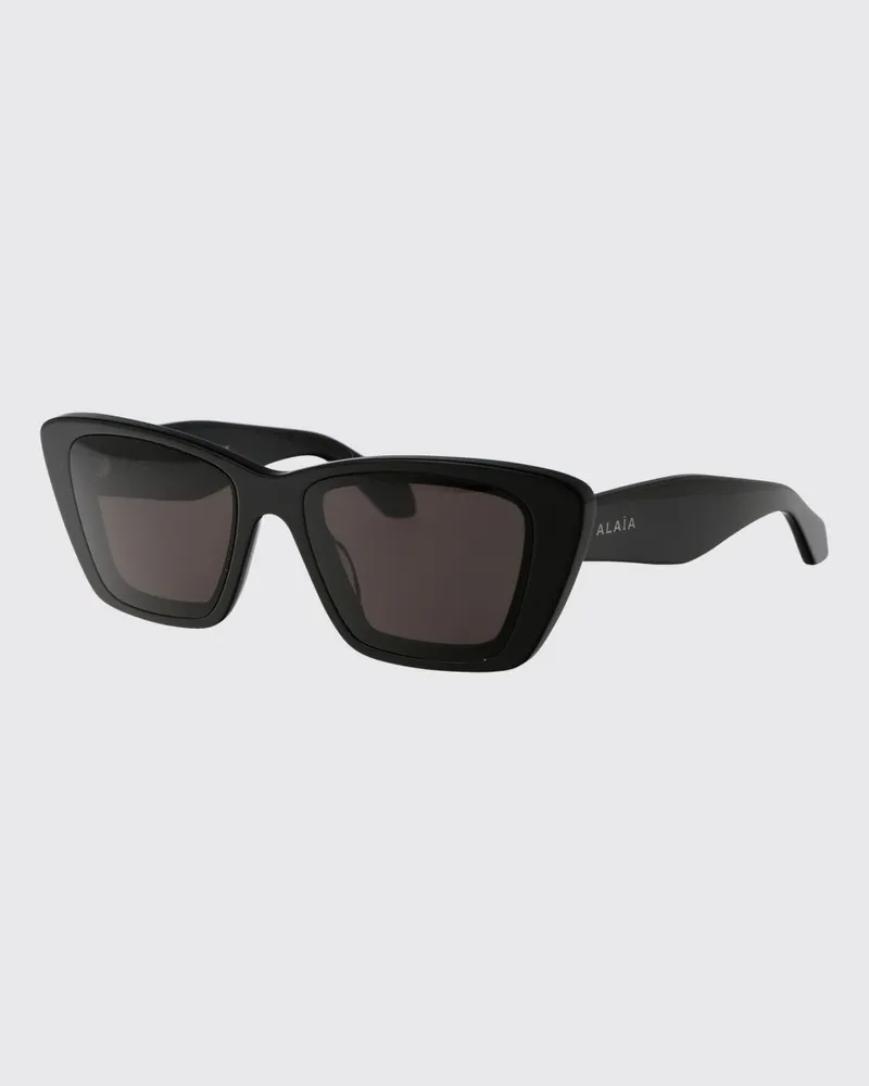 Alaïa Rechteckige Cat-Eye-Sonnenbrille aus Acetat mit Schriftzug-Logo Schwarz