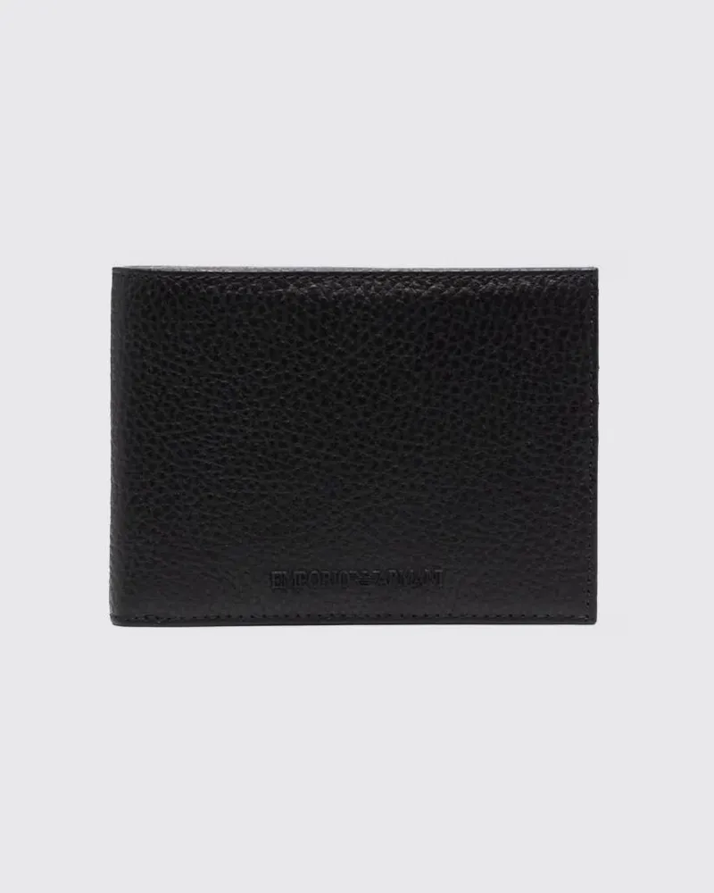 Emporio Armani Portemonnaie aus genarbtem Leder Schwarz