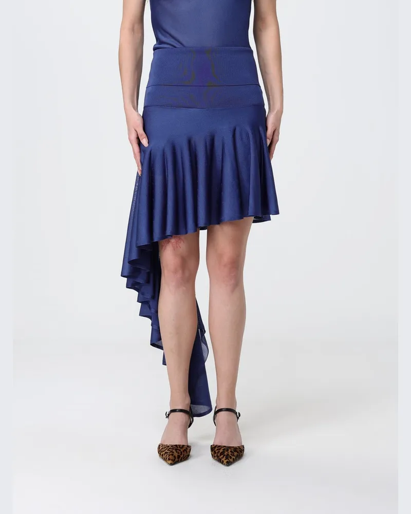 Alaïa Asymmetrischer Rock aus Viskosestrick Blau