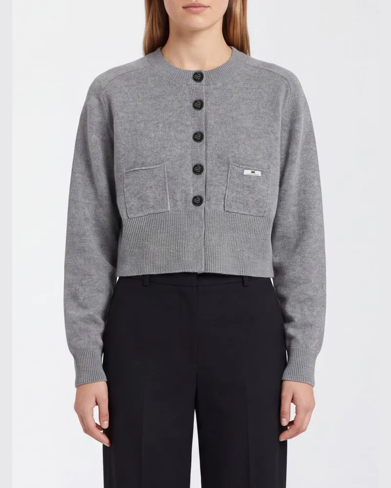 Elisabetta Franchi Verkürzter Cardigan aus Wolle und Kaschmir von Grau