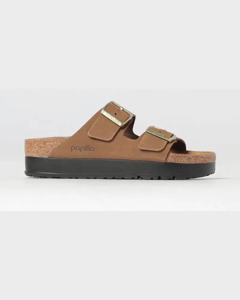 Birkenstock Arizona PAP Flex Platform Sandalen aus geöltem Leder Braun