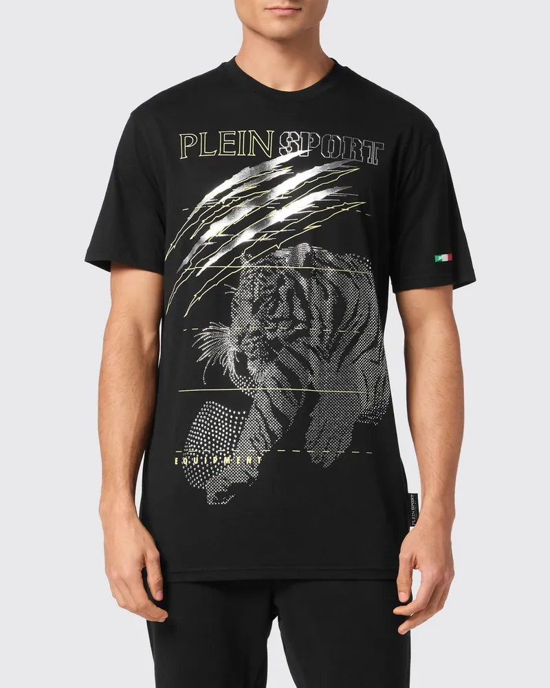 Philipp Plein Baumwoll-T-Shirt mit Strasssteinen Schwarz