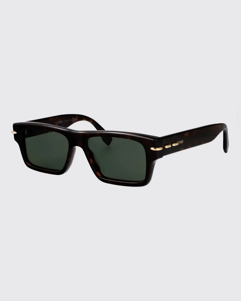 Fendi Rechteckige Sonnenbrille aus Acetat mit kontrastierendem Logo Braun