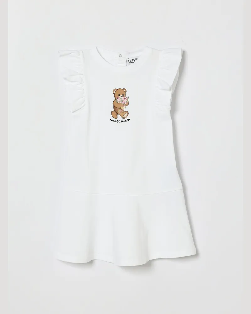 Moschino Mini-Kleid aus Stretch-Baumwolle Weiß