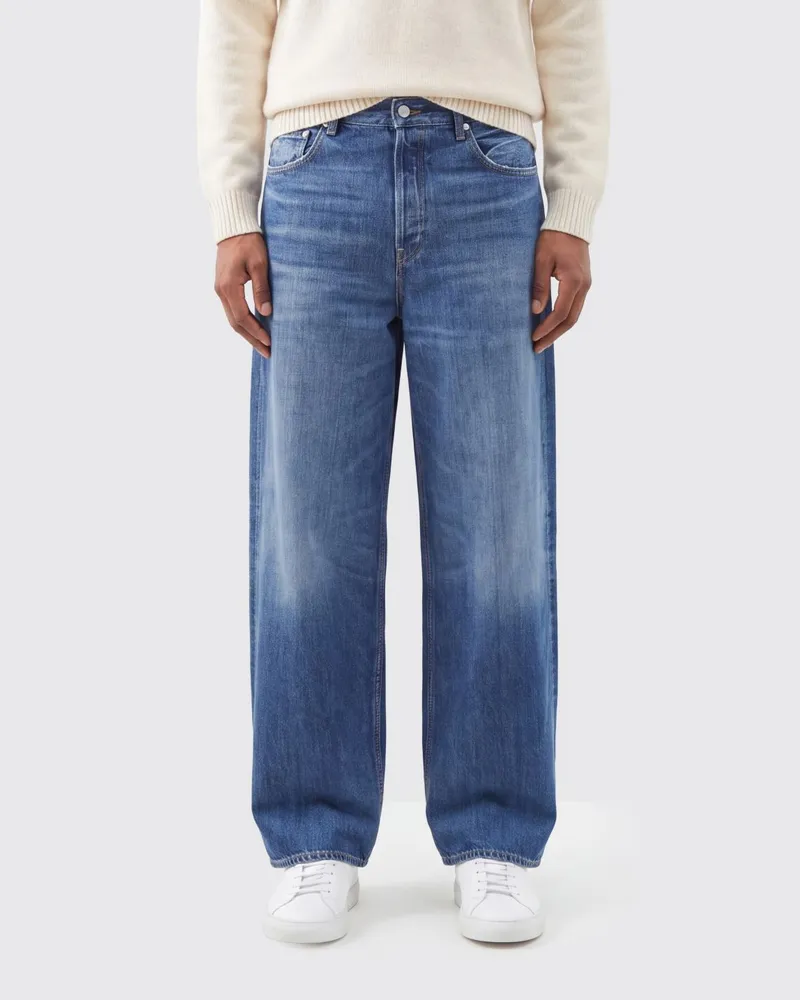 Haikure Wide-Leg-Jeans aus Baumwolldenim mit mittlerer Leibhöhe und Fünf-Taschen-Design Blau