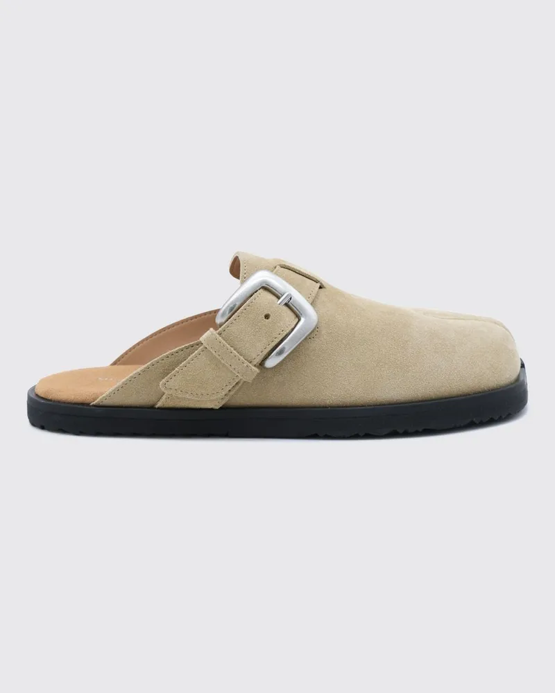 Maison Margiela Tabi Wildleder-Mules mit charakteristischer geteilter Zehenpartie Kaki