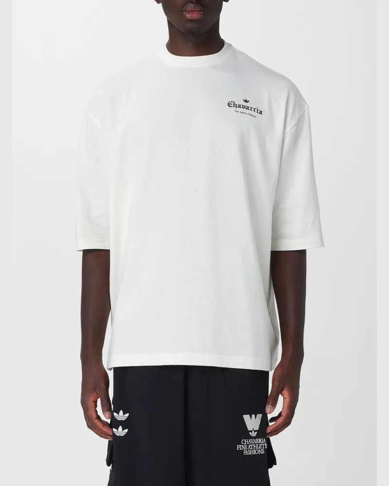 adidas Relaxed Fit T-Shirt aus Baumwolle mit Kontrastlogo Weiß