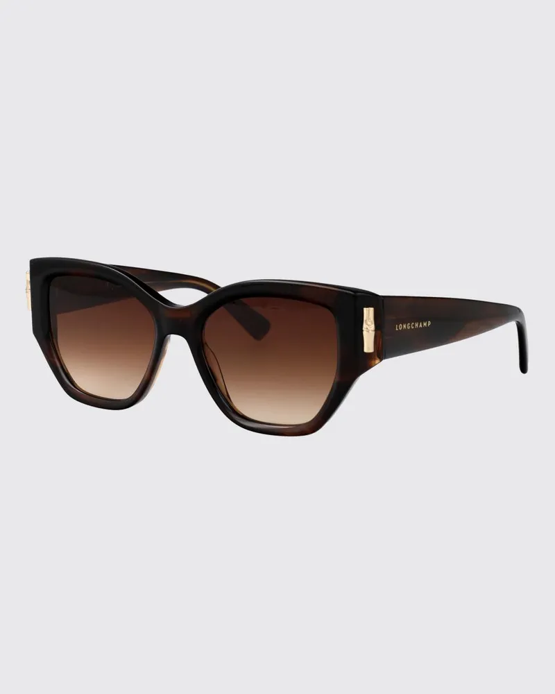 Longchamp Oversized Tropfen-Sonnenbrille in Schildpatt-Optik mit Logo Braun