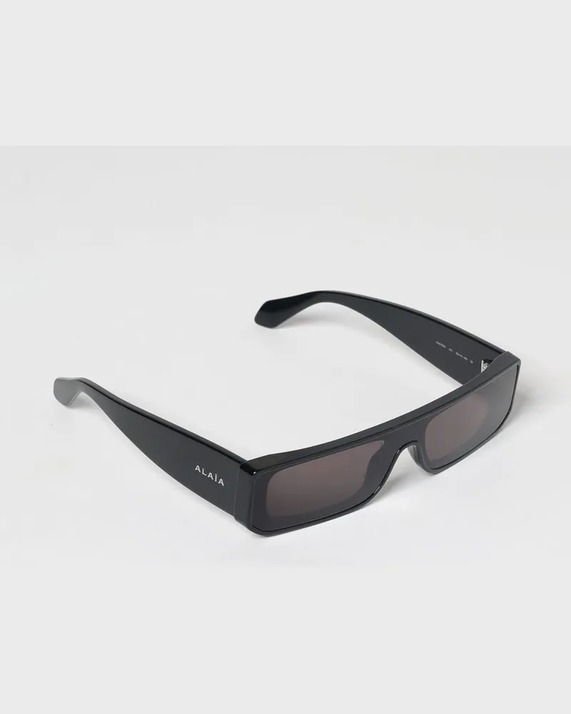 Alaïa Rechteckige Sonnenbrille von aus Acetat mit Schriftzug-Logo Schwarz