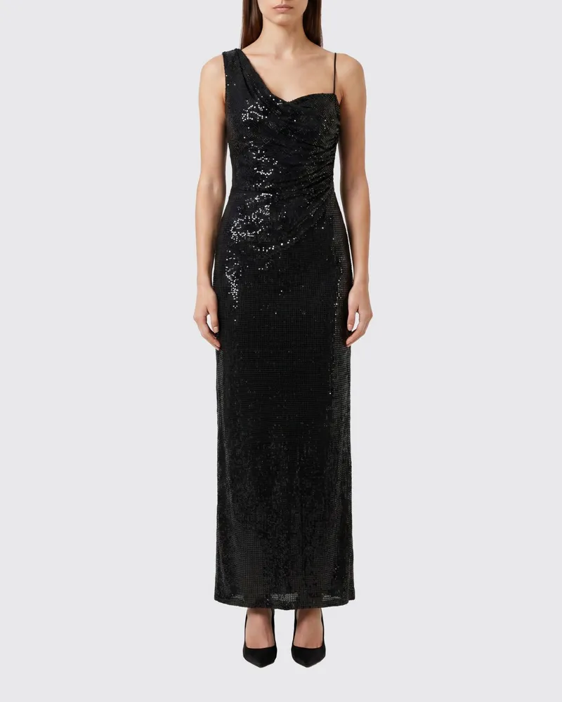 Self-Portrait Langes One-Shoulder-Abendkleid mit Strass-Stickerei Schwarz