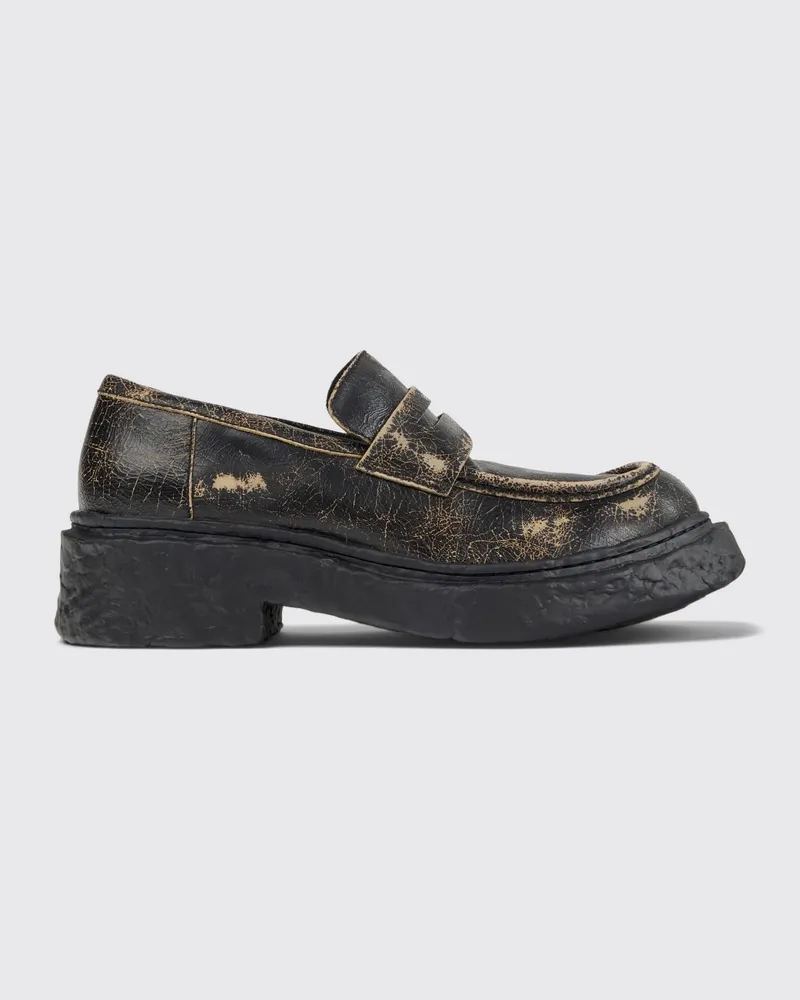 Camper Vamonos Zweifarbige Leder-Loafer mit Used-Effekt Bunt
