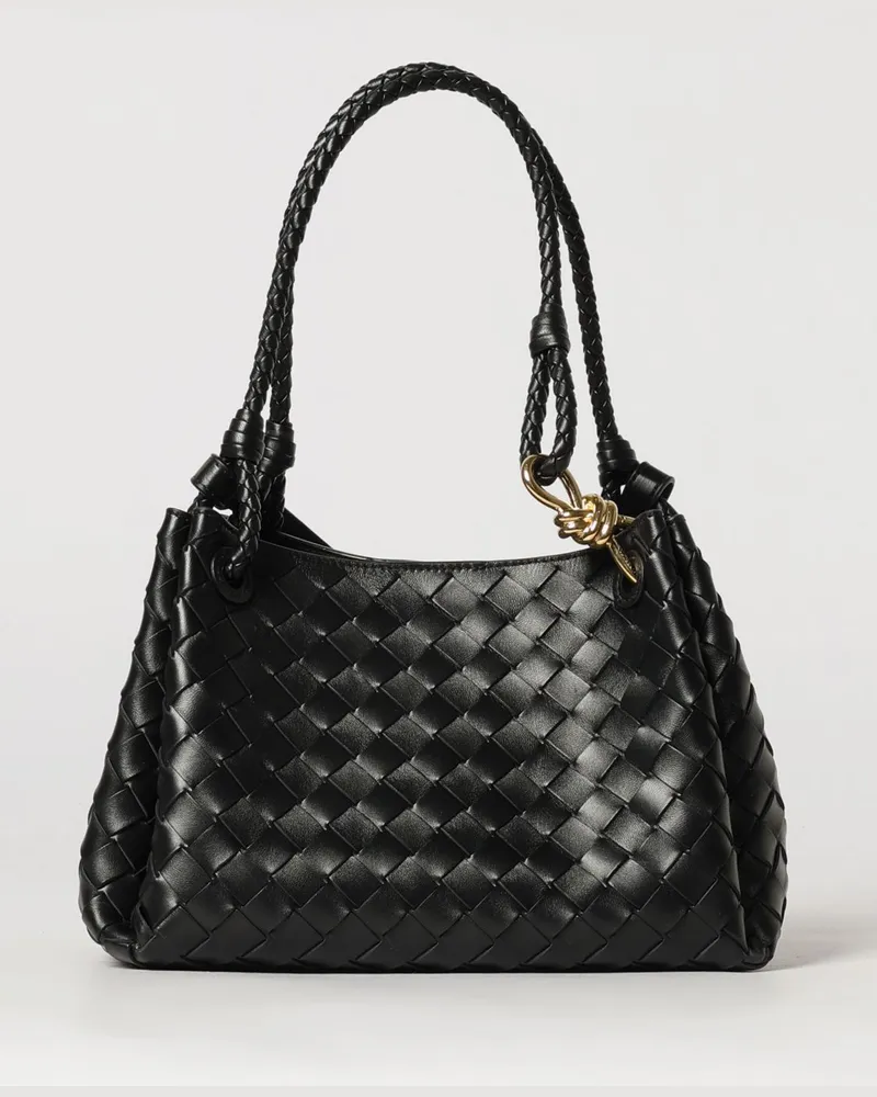 Bottega Veneta Parachute Schultertasche aus Intrecciato-Lammleder Schwarz